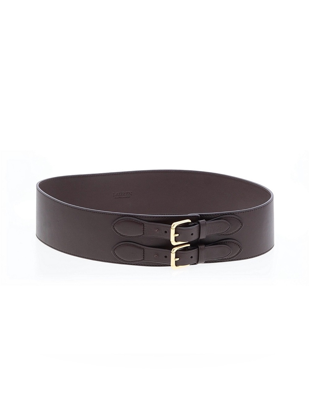 Ralph Lauren Double Buckle Belt Brown Leather Wide Western Equestrian Brass M